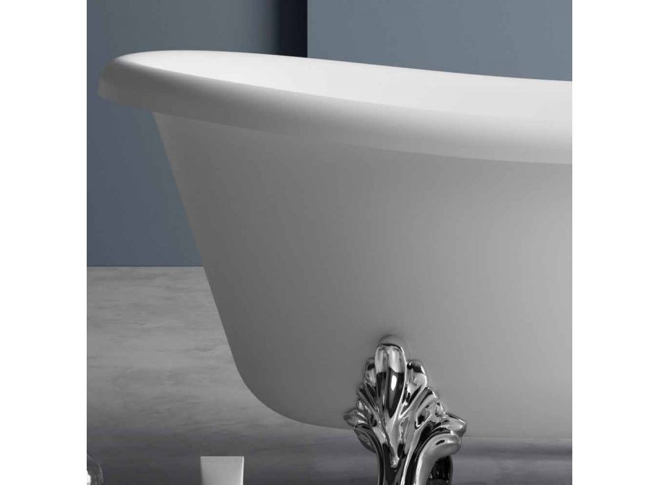 Bañera independiente, diseño victoriano en superficie sólida - Lluvia Viadurini