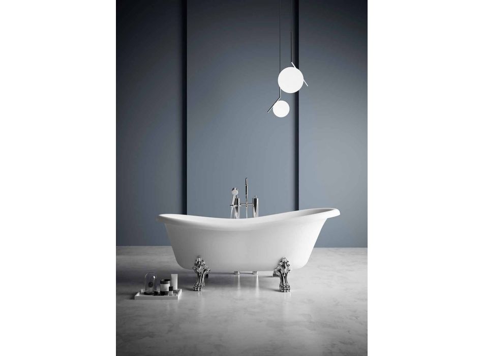 Bañera independiente, diseño victoriano en superficie sólida - Lluvia Viadurini
