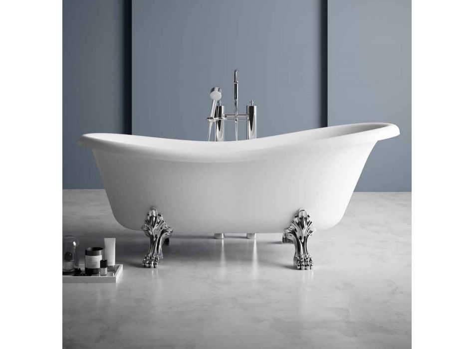 Bañera independiente, diseño victoriano en superficie sólida - Lluvia