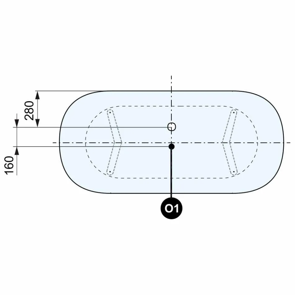 Diseño de baño independiente, pies en acabado cromado - Gratis Viadurini