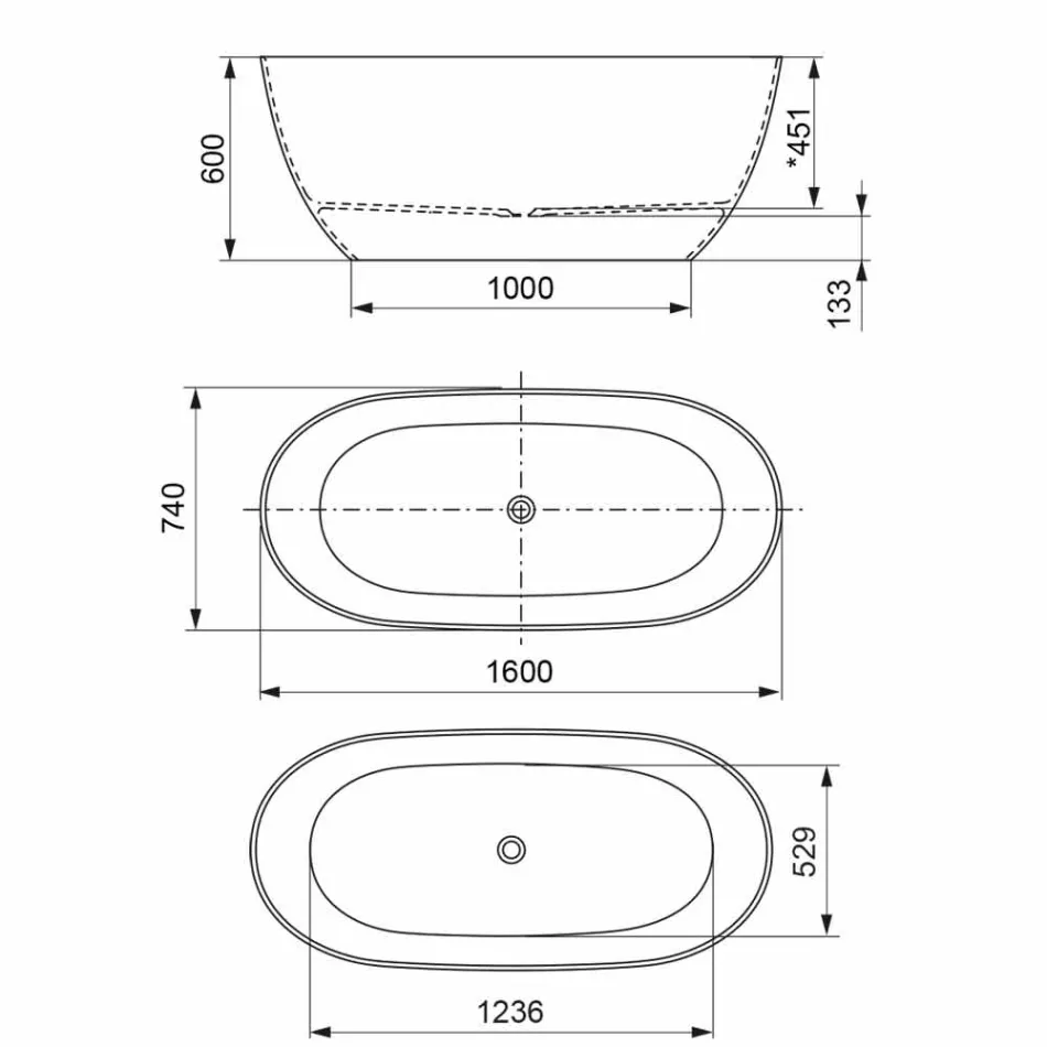 Bañera independiente, hecha en Italia, en superficie sólida - Flow Viadurini