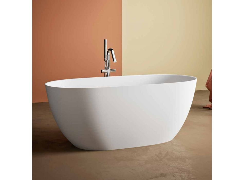 Bañera independiente, hecha en Italia, en superficie sólida - Flow Viadurini