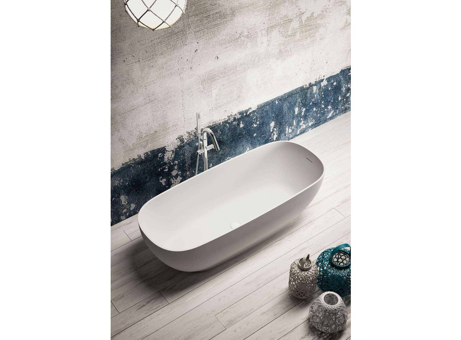 Bañera moderna independiente, diseño de superficie sólida - Enlace Viadurini