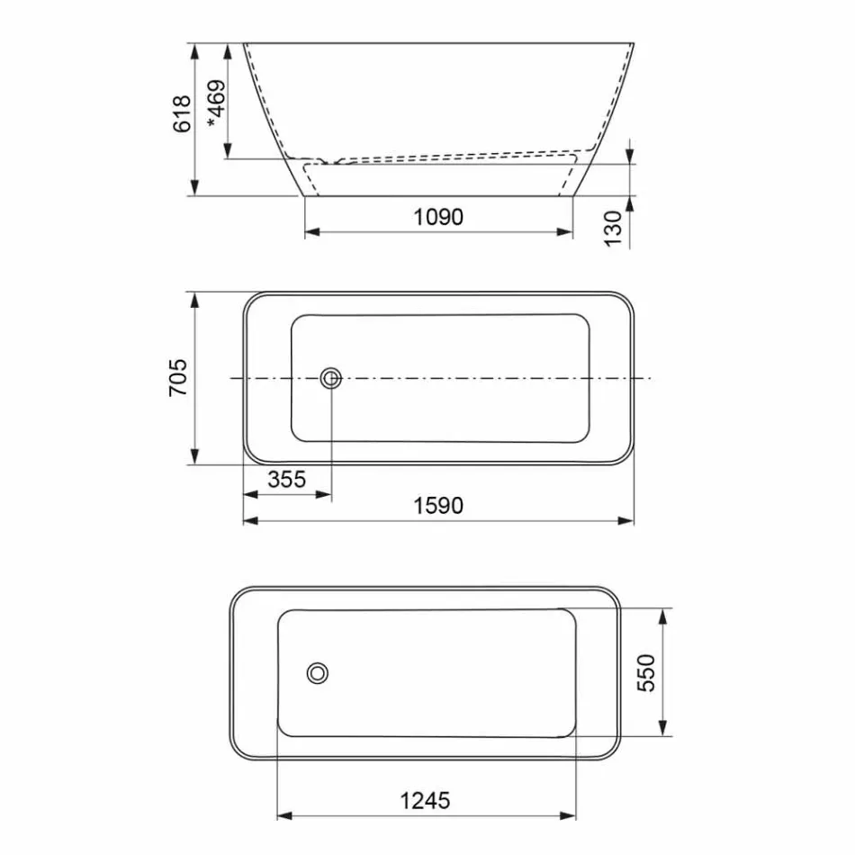 Baño independiente de diseño moderno blanco brillante o mate - cara Viadurini