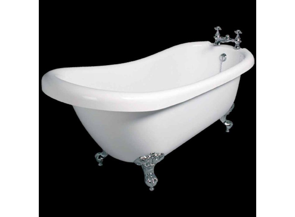 Baño de diseño moderno independiente en acrílico blanco amanecer 1700x750mm Viadurini