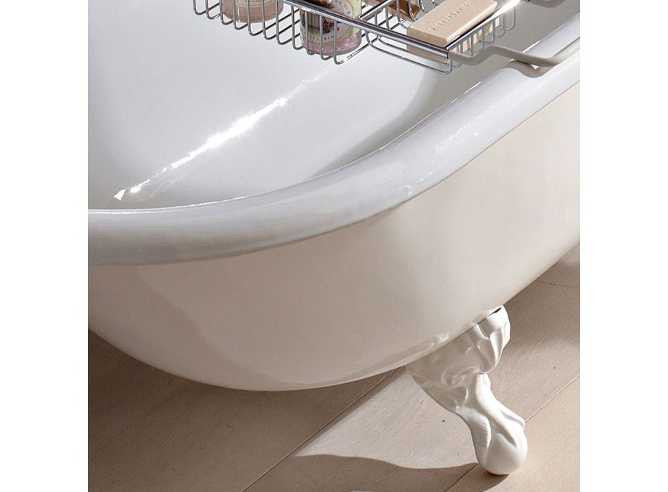 Bañera vintage de diseño independiente en hierro fundido blanco, hecho en Italia - Marwa Viadurini
