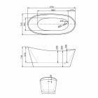 baño independiente en acrílico moderno diseño blanco Nataly, 1700x745mm Viadurini