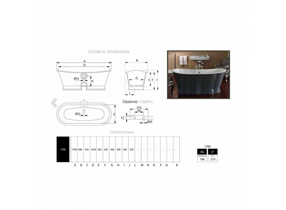 bañera independiente de hierro fundido con un diseño original de Cox