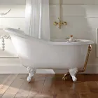 Bañera independiente vintage en hierro fundido blanco hecho en Italia - Paulina Viadurini