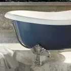Bañera independiente de resina azul de diseño clásico, Fregona Viadurini