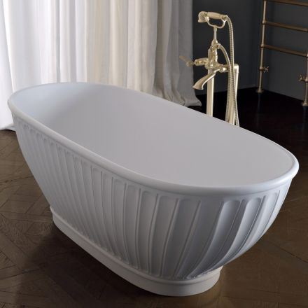 Bañera de superficie sólida con exterior blanco mate Made in Italy - Ross Viadurini