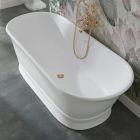 Bañera de superficie sólida con rebosadero integrado Made in Italy - Aurelio Viadurini