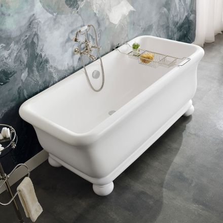 Bañera rectangular de superficie sólida con esquinas blandas Made in Italy - Fulvio Viadurini
