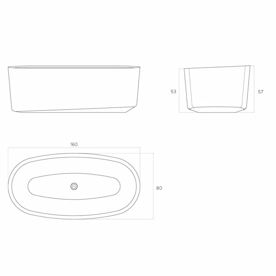 Bañera de diseño monobloque independiente producida en Italia, Dongo Viadurini