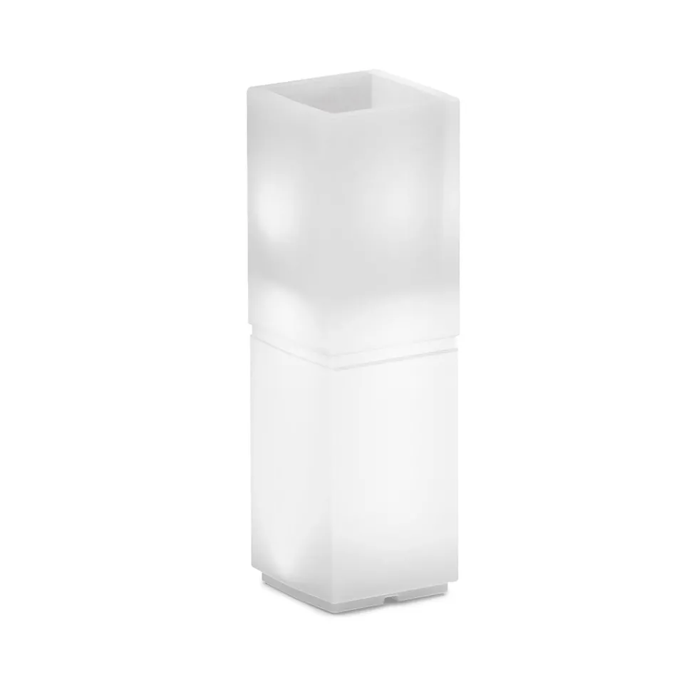 Lambo - Jarrón columna iluminado para exteriores de polietileno, fabricado en Italia. Viadurini