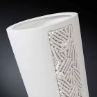 Jarrón alto para interior de cerámica blanca con decoración Made in Italy - Calisto Viadurini