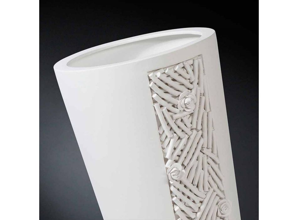 Jarrón alto para interior de cerámica blanca con decoración Made in Italy - Calisto Viadurini