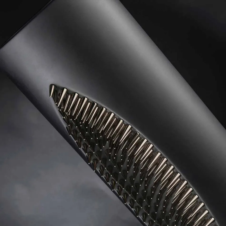 Jarrón alto de interior en acero y cerámica negra mate Made in Italy - Jesolo Viadurini