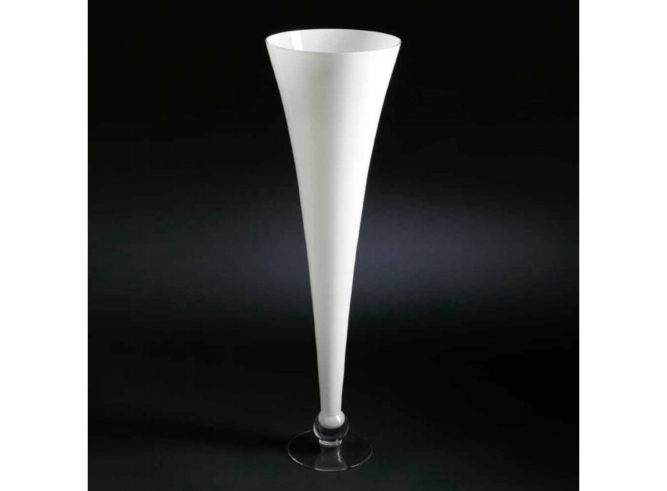 Jarrón alto de interior en vidrio blanco y transparente Made in Italy - Clodino Viadurini