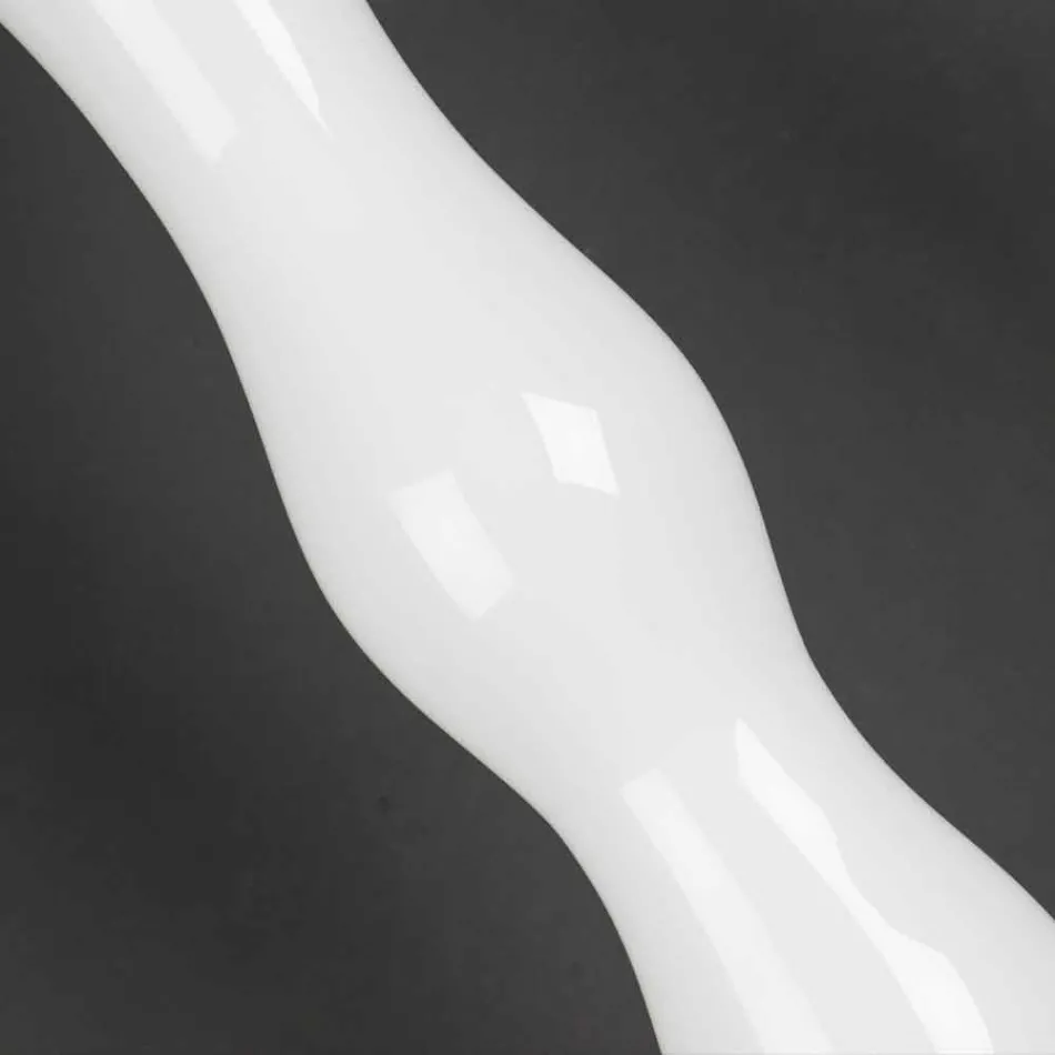 Jarrón alto decorativo de vidrio transparente y blanco Made in Italy - Gondo Viadurini