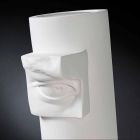Jarrón alto de cerámica blanca con detalles de colores Made in Italy - Monte Viadurini