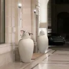 Jarrón alto de cerámica blanca con punta decorada hecho a mano en Italia - Verio Viadurini