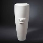Jarrón alto de cerámica blanca hecho a mano con decoración Made in Italy - Capuano Viadurini