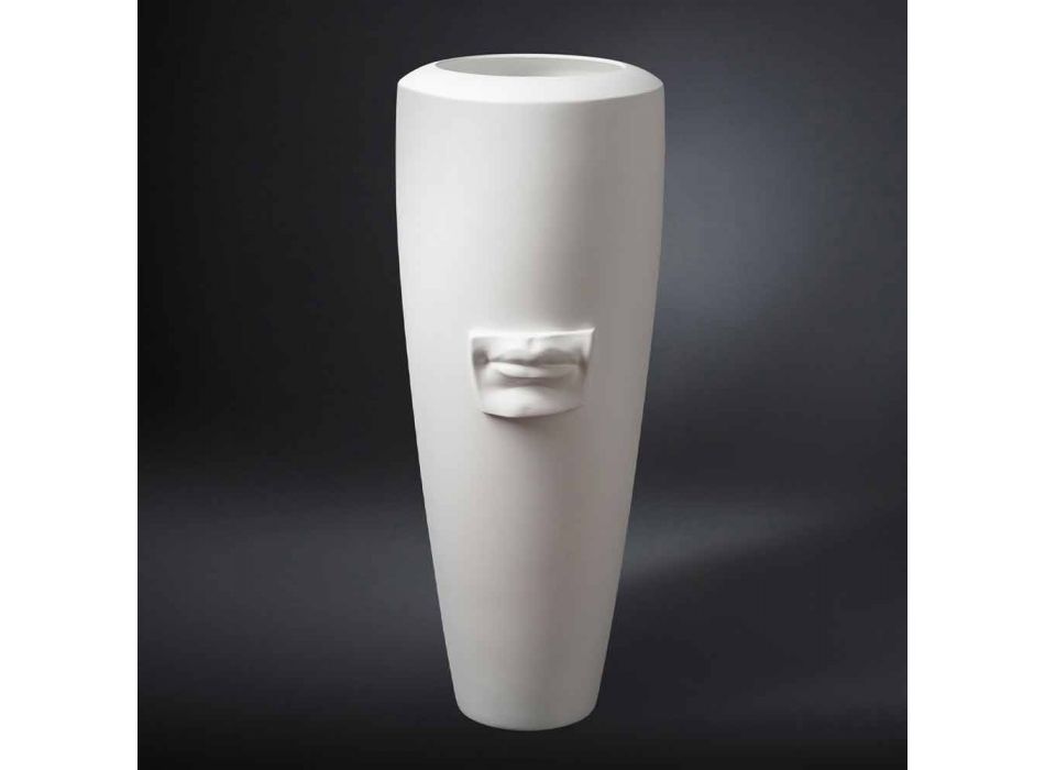 Jarrón alto de cerámica blanca hecho a mano con decoración Made in Italy - Capuano Viadurini