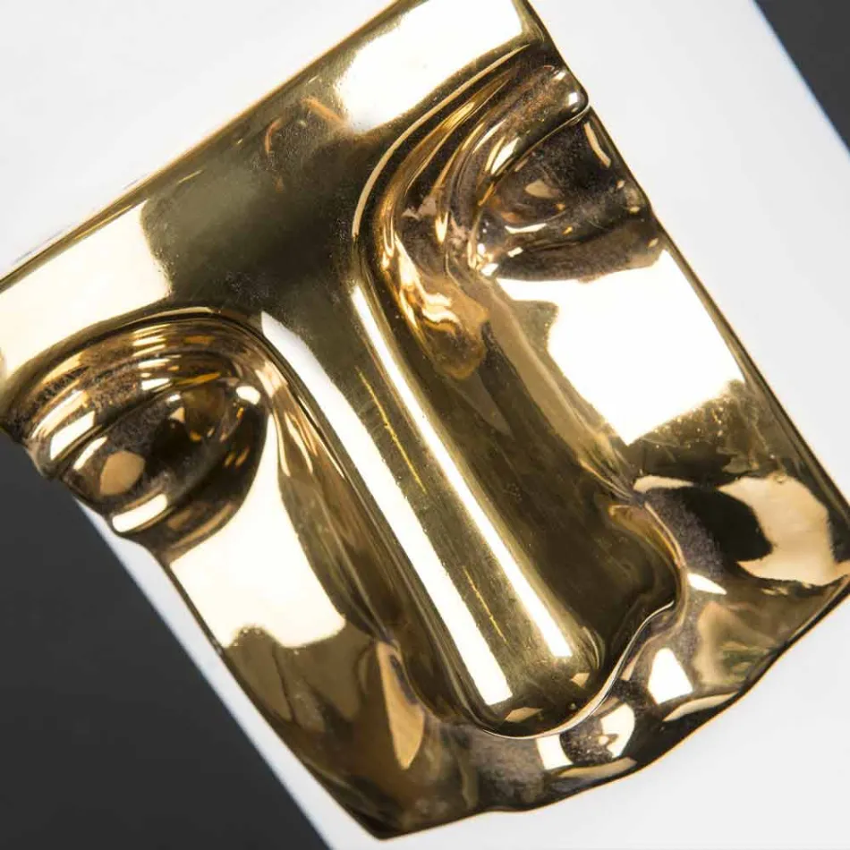 Jarrón alto moderno de cerámica blanca con inserto de color Made in Italy - Lexi Viadurini