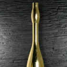 Jarrón alto moderno en resina con acabado en hoja de oro o plata Made in Italy - Cuarzo Viadurini