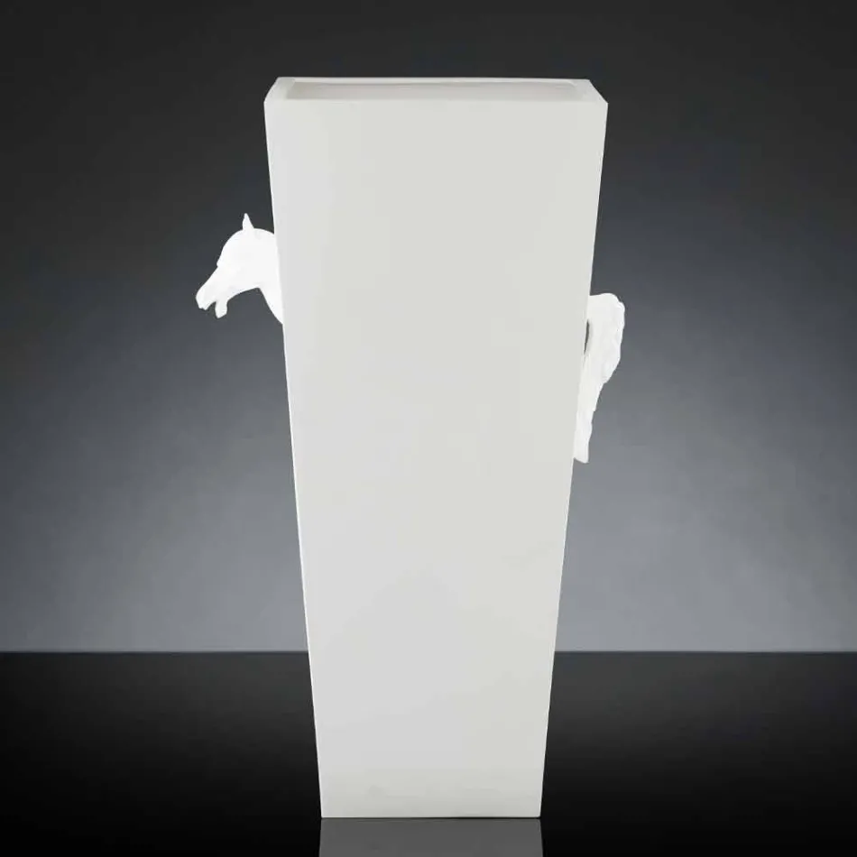 Jarrón alto de interior de cerámica blanca hecho a mano en Italia - Jacky Viadurini