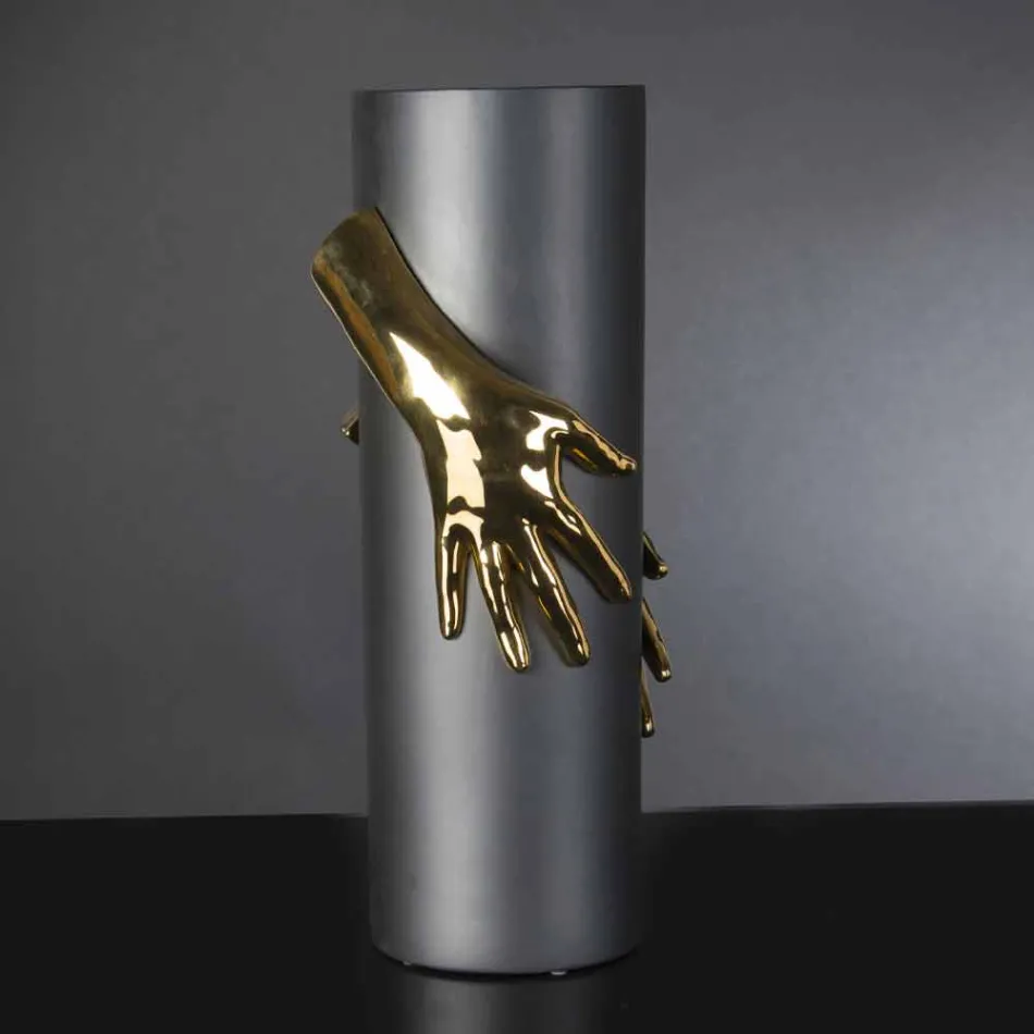 Jarrón alto de cerámica para interior hecho a mano en Italia - Monte Viadurini