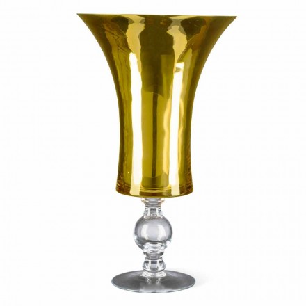 Jarrón artesanal en vidrio soplado blanco o en oro de 24 k Made in Italy - Canberra Viadurini