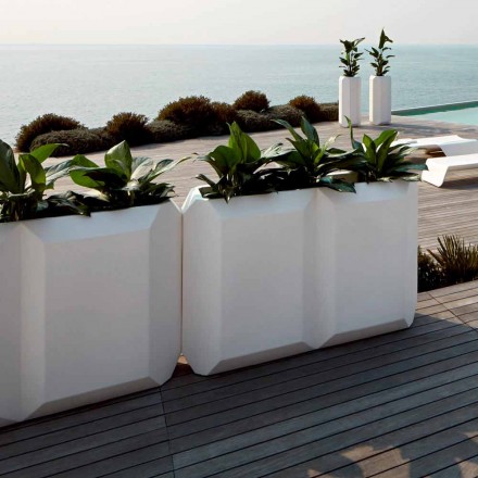 Jarrón blanco para interiores o exteriores en plástico de 3 tamaños - Gem by Myyour Viadurini