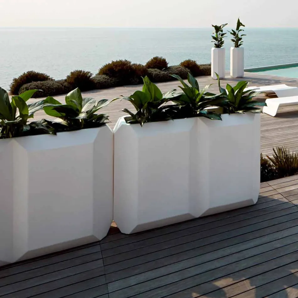 Jarrón blanco para interiores o exteriores en plástico de 3 tamaños - Gem by Myyour Viadurini