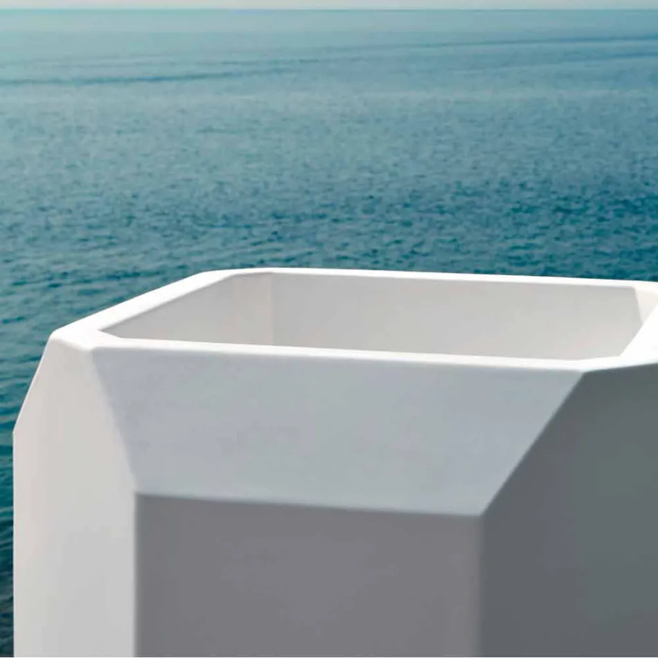 Jarrón blanco para interiores o exteriores en plástico de 3 tamaños - Gem by Myyour Viadurini