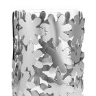 Jarrón cilíndrico en vidrio y metal plateado y decoración floral de lujo - Terraceo Viadurini