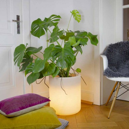 Florero con Iluminación Solar o Diseño Led para Interior o Exterior - Cilindrostar Viadurini