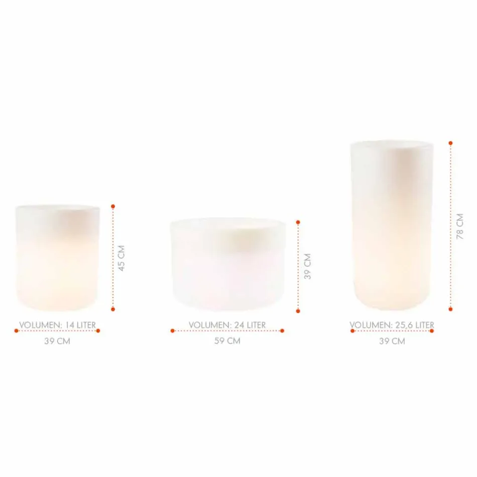 Florero con Iluminación Solar o Diseño Led para Interior o Exterior - Cilindrostar Viadurini