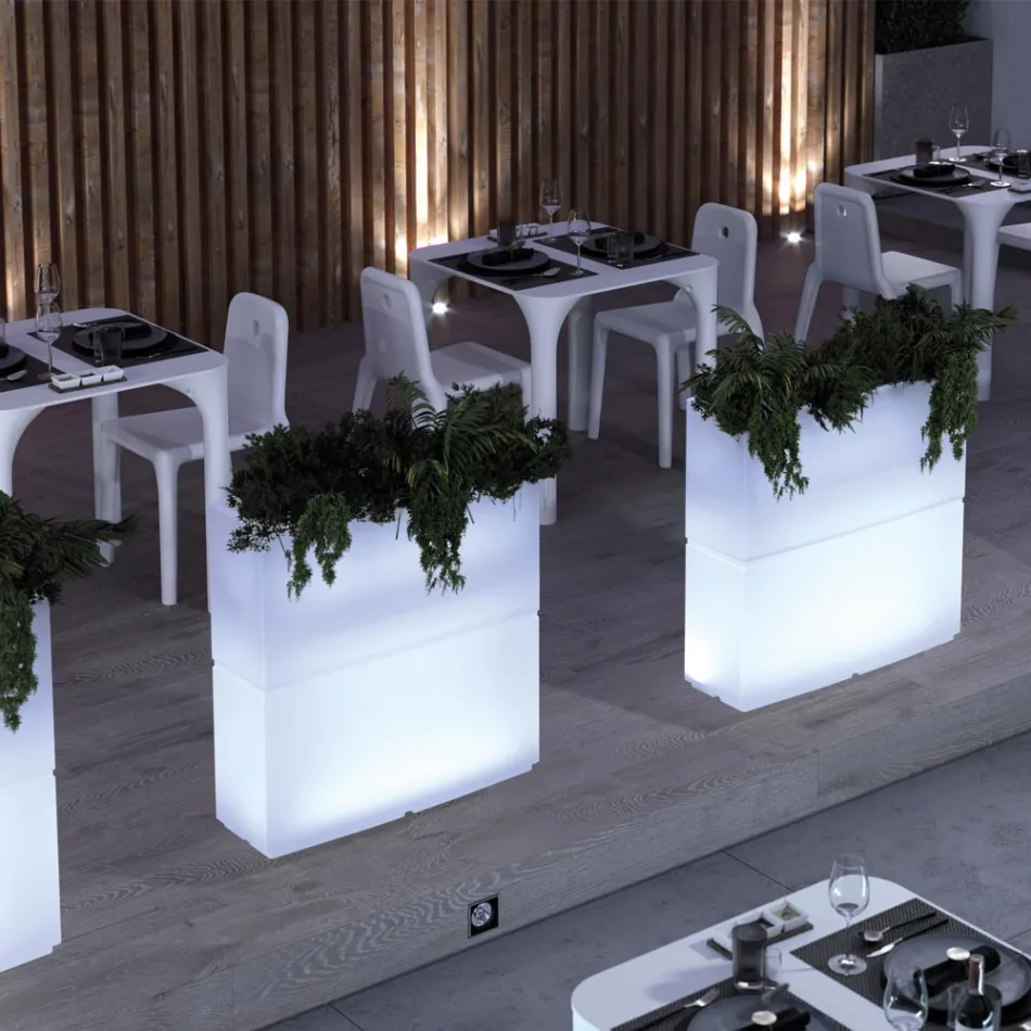 Jarrón luminoso para exteriores en dos colores, de polietileno, fabricado en Italia - Lambo Viadurini