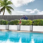 Florero Exterior Rectangular De Polietileno De Colores Made in Italy - Gris Viadurini