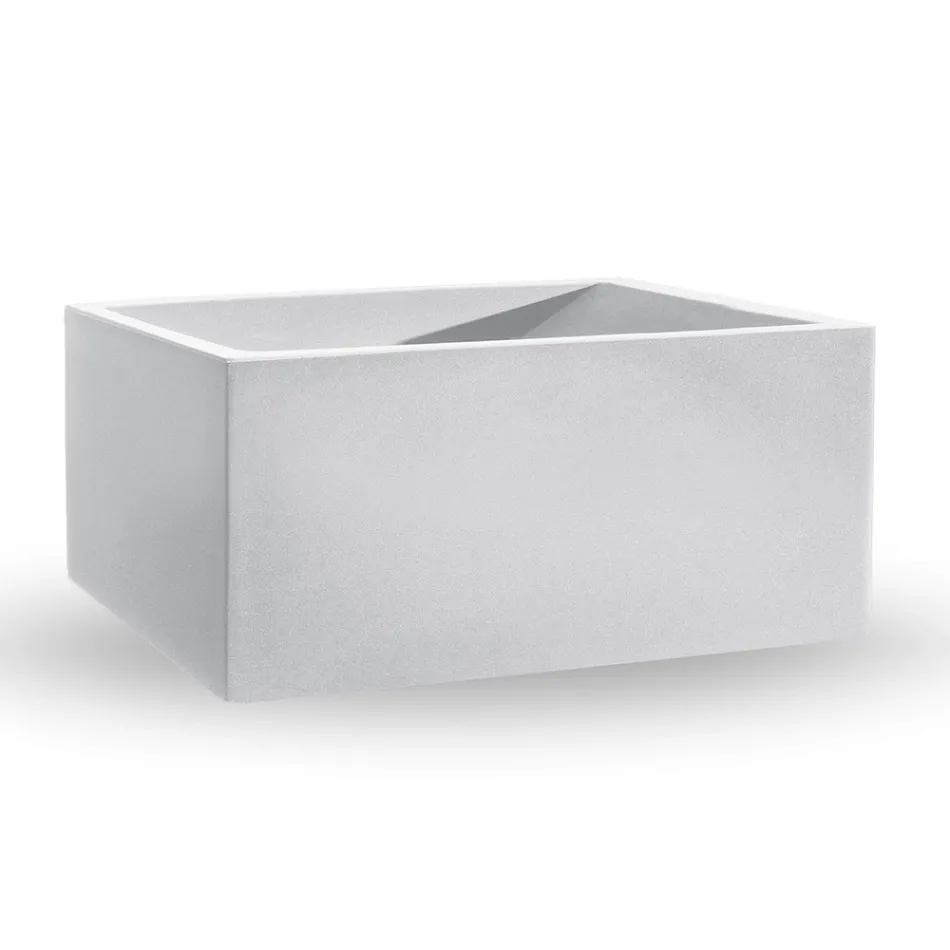Florero Exterior Rectangular De Polietileno De Colores Made in Italy - Gris Viadurini