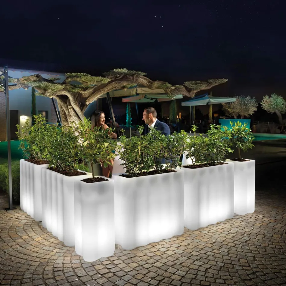 Maceta de jardín brillante en polietileno blanco Made in Italy - Crizia Viadurini