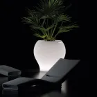 Jarrón de jardín luminoso de polietileno blanco fabricado en Italia - Loto Viadurini