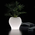 Jarrón de jardín luminoso de polietileno blanco fabricado en Italia - Loto Viadurini