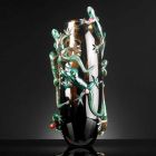 Jarrón de interior hecho a mano en vidrio coloreado con geckos Made in Italy - Geco Viadurini