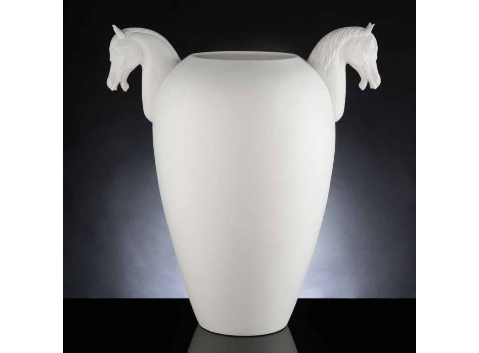Jarrón de interior en cerámica blanca u oro de 24 k hecho a mano en Italia - Jacky Viadurini