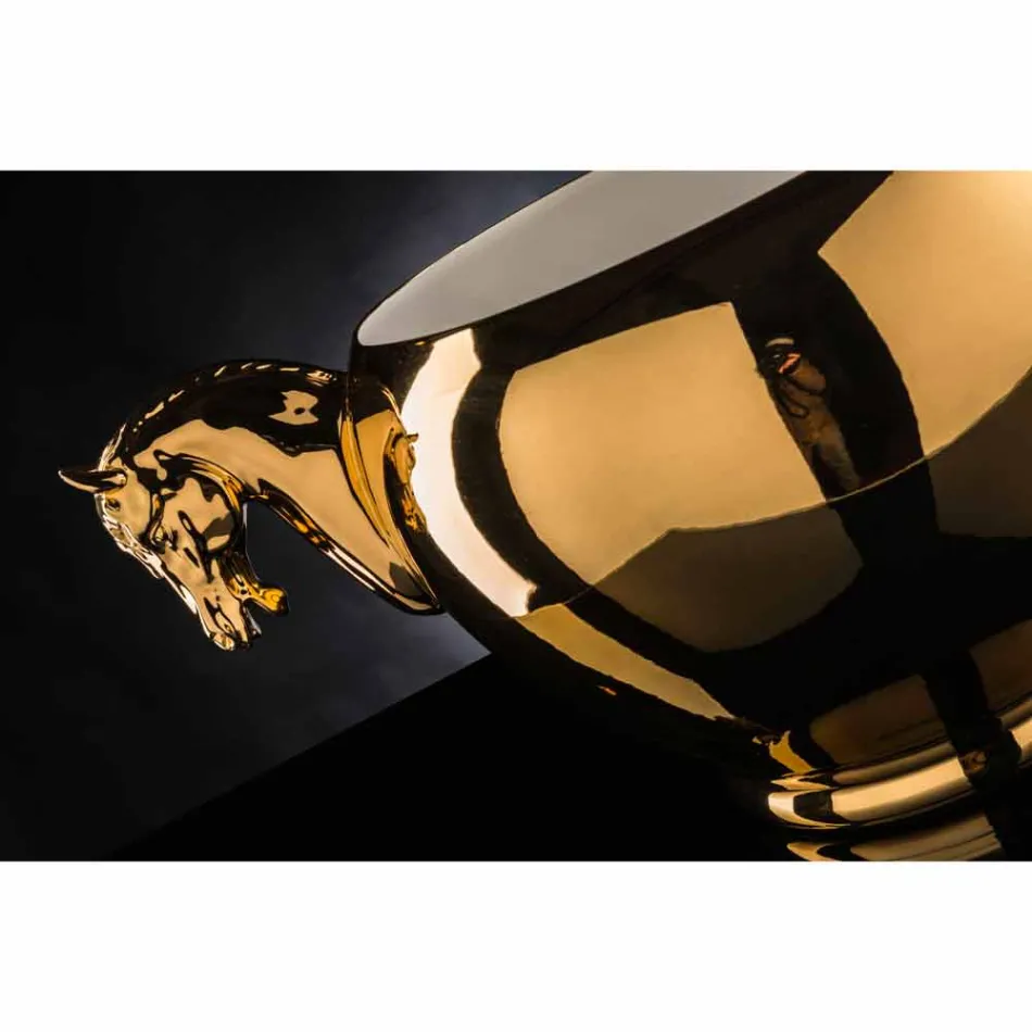 Jarrón de interior en cerámica blanca u oro de 24 k hecho a mano en Italia - Jacky Viadurini