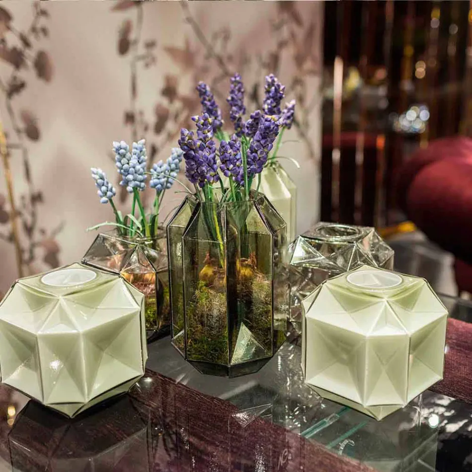 Jarrón de interior en vidrio pulido hecho a mano en Italia - Flock Viadurini