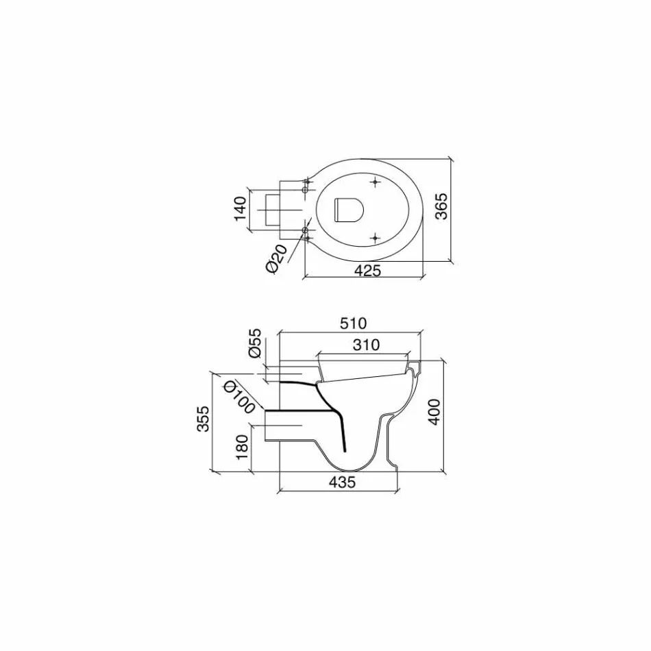 Florero de piso Diseño clásico Volver a la pared en Cerámica Made in Italy - Marwa Viadurini